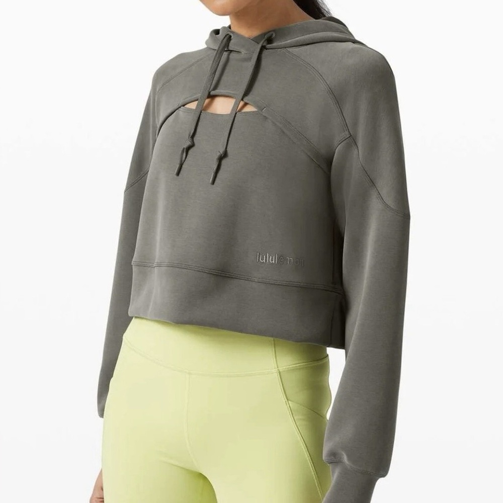 Lululemon Gray Green Cropped Hoodie